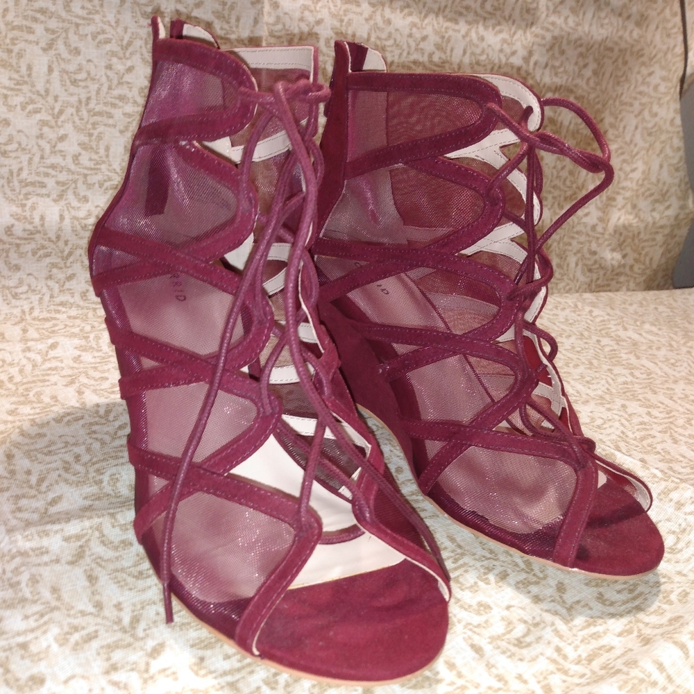 Torrid heels lace up  suede size 11 red